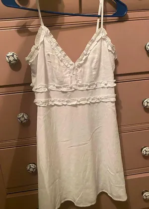 White Ruffle Mini Dress thumbnail 2
