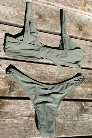 Olive Green Tie Bikini thumbnail 3