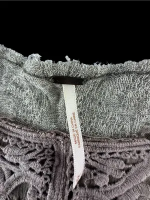 Free People Heather Gray Tunic with Lace Yoke thumbnail 2