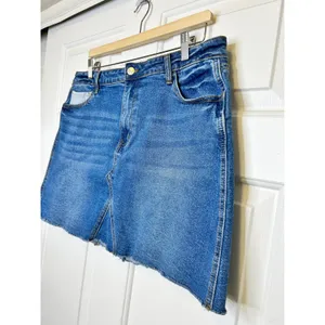 And Now This Denim Mini Skirt XL Blue Raw Hem thumbnail 2