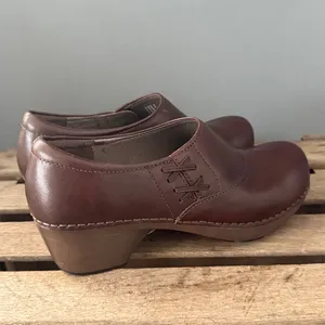 Dansko Stacie Brown Leather Slip-On Clogs Size 6.5-7 EU 37‎ Booties Fall A25 thumbnail 5