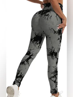Amazon Tik Tok Tie Dye Butt Lifting Seamless Scrunch Butt High Waisted Leggings L, NEW thumbnail 3