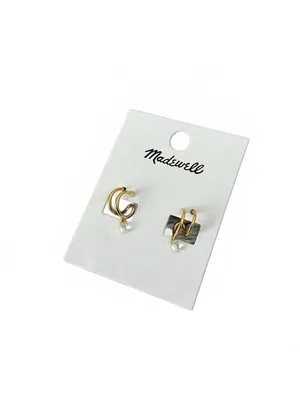 Madewell Glass Bead Double Hoop Earrings Vintage Gold thumbnail 3