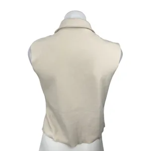 MNG Mango Women's White Cream Ivory Sleeveless Full Zip Blouse Shirt Top Size M thumbnail 4