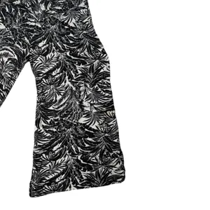 Womens M Black White Tropical Print Wide Leg Palazzo Pants Pull On Beach Resort thumbnail 6