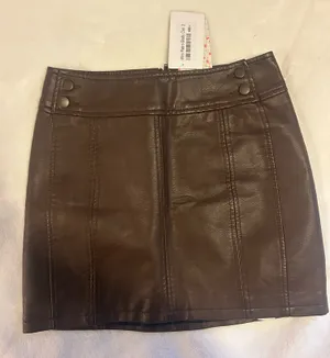 Free People brown Leather Mini Skirt thumbnail 1