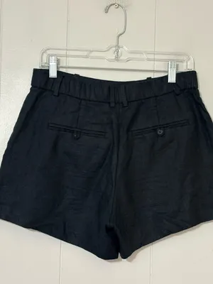 Abercrombie & Fitch A&F Linen Collection High Rise Tailored Shorts Black 27 thumbnail 4