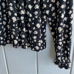 Reformation Ecovero‎ Black Floral Long Sleeve Theodora Top Blouse Size XS thumbnail 4