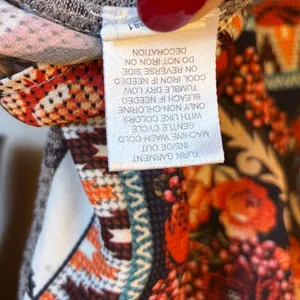 Live and Let Live Large Boho Gray Brown Rust Floral High Low Tunic Blouse thumbnail 11