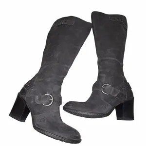 Born Black Distressed Nubuck Leather Tall Heeled Riding Boots 38 7 thumbnail 6
