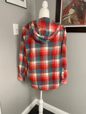 Carhartt Wrangler Retro Womens Flannel hoodie shirt button Down large lightweight thumbnail 4