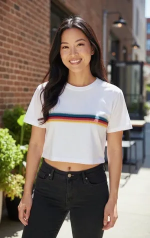 John Galt Women's Short Crop White Top thumbnail 1