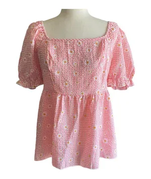 Nwot-Pink Gingham Babydoll Top-Size 2x thumbnail 4