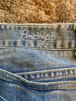 Y2K Amethyst Low rise Jeans Junior's Light Wash Blue Flare Denim Size 5 Bootcut thumbnail 7