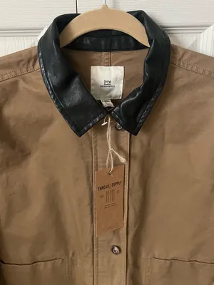 Thread&Supply Women’s Khaki Utility Jacket with Black Collar thumbnail 6
