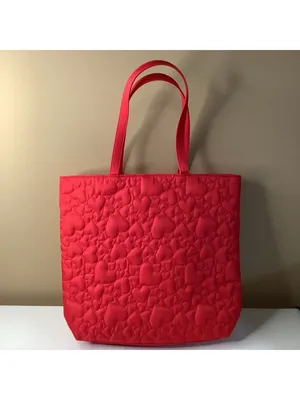 Kate Spade Fragrances Red Heart Quilted Large Tote Bag, New Without Tags thumbnail 3