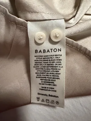 Babaton Women’s Long-Sleeve Satin Button-Up Shirt — Light Cream thumbnail 8