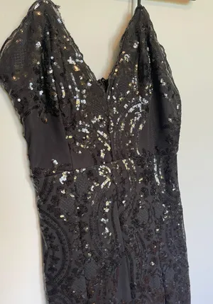 Southern Fried Chicks Black Sequin Prom Dress thumbnail 2