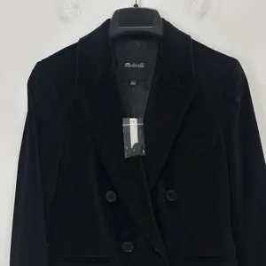 Madewell Peak-Lapel Double-Breasted Blazer in Velvet Classic Black XXS NWT thumbnail 8