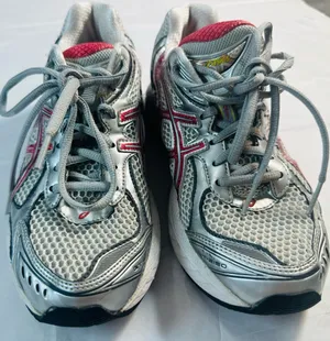 Asics Kids Silver and Pink Mesh Lace-Up Sneakers thumbnail 1