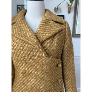 Vintage 60s Franklin Simon New York Mustard Gold Side Button Coat S M thumbnail 3