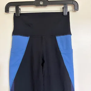 Aerie Chill Play Move High Waisted Colorblock Mesh Pocket Leggings Black Blue XS thumbnail 2