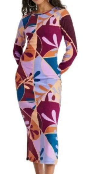 Farm Rio Latino Heritage Month Abstract Floral Long Sleeve Midi Dress thumbnail 1