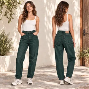 Vintage 90s Levis 550 Relaxed Fit Tapered Leg Green Jeans USA Made 5S High Waist thumbnail 2