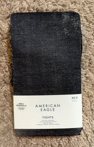 207 | NWT American Eagle Sparkly Metallic Glitter Tights Black Silver Women XS/S thumbnail 1