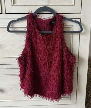 Burgundy Textured Sleeveless Top Red thumbnail 1