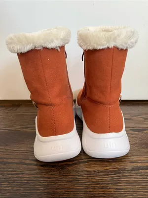 UIN Women's Orange Suede Faux-Fur Winter Zip Boots size 7.5 thumbnail 4