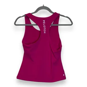 Peloton Women's Flow Racer Tank‎ Pink Cadent Cropped Logo Tank Top Sz S thumbnail 2