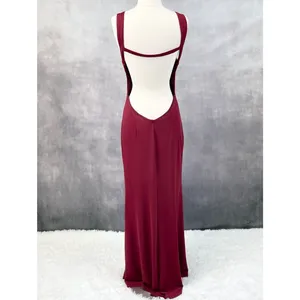 Lulus Deep Red‎ Maxi Dress Womens Medium Open Back Prom Valentines Gala Holiday thumbnail 4