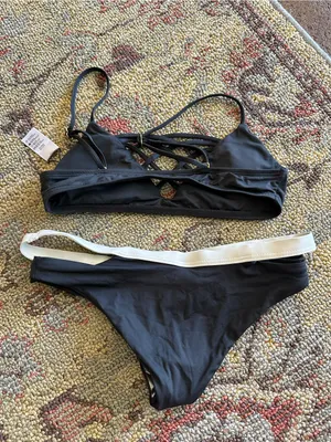 NWOT L*Space Jaime bikini set grey white extra small thumbnail 4