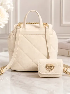 Juicy Couture Cream Velour 2-in-1 Backpack Crystal Heart NWT thumbnail 3