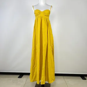NWOT Farm Rio Linen Blend Yellow Sleeveless Maxi Dress Size XS thumbnail 6