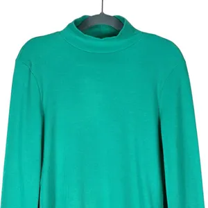 American Eagle Ribbed Mock Neck Crop Top Solid Green Long Sleeve Size S thumbnail 3