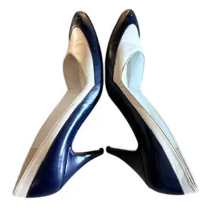 Liz Claiborne White & Navy Leather Spectator Pumps Vintage 1980s Women's 7M thumbnail 6