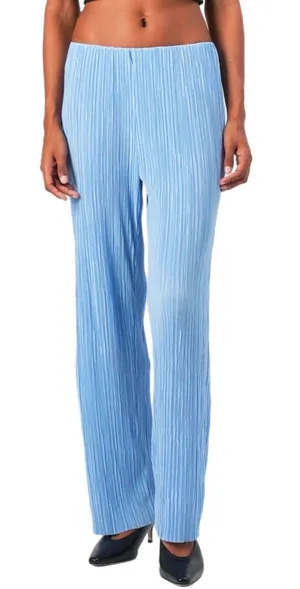 NWT XS Calvin Klein Women’s Plisse Pull On Pants Trousers Moderate Blue Pleated thumbnail 1