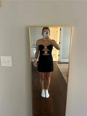 Princess Polly Black Strapless Cutout Mini Dress with Gold Buckles thumbnail 2