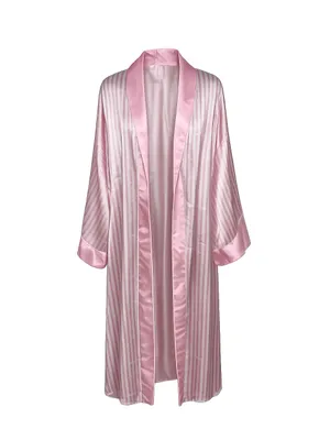 Show Me Your Mumu Harlow robe pink satin stripe coquette glam loungewear chic OS thumbnail 8