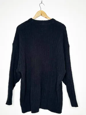 UGG Black Riz Cozy Knit Crew Neck Long Sleeve Ribbed Lounge Sweater XL thumbnail 7