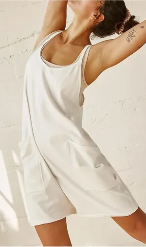 NWOT Free People FP Movement Hot Shot Romper - white - XS thumbnail 1