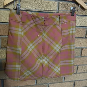NWT UO Urban Outfitters Moira Plaid Mini Skirt Yellow & Pink Size Medium thumbnail 3