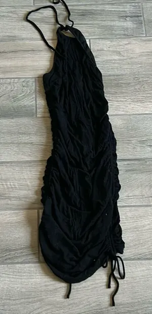 White fox black ribbed cinched dress thumbnail 1