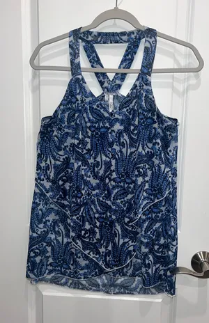 Studio Y Women's Sleeveless Paisley Sheer Summer Tank Top Size Large thumbnail 1