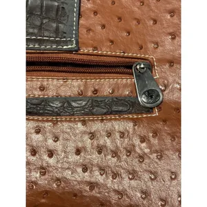 Western Ostrich Croc Embossed Studded Hobo Shoulder Bag Cognac Brown Horsebit‎ thumbnail 9