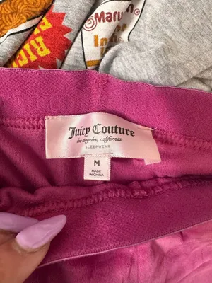 Juicy Couture Sleepwear Velour Shorts Womens Medium Hot Pink Rhinestone Logo thumbnail 5
