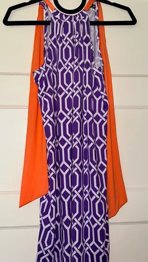 Mud Pie Clemson Purple and Orange Game-day Halter Dress with Tie Back thumbnail 1