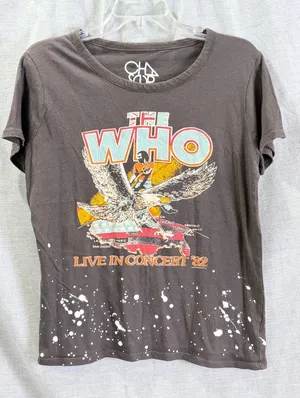 Chaser The Who Live In Concert 82 Graphic T-Shirt Grey Paint Splatter Womens‎ M thumbnail 1